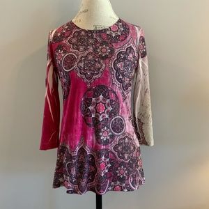 Chico's, size 0, beaded pink and gray tunic